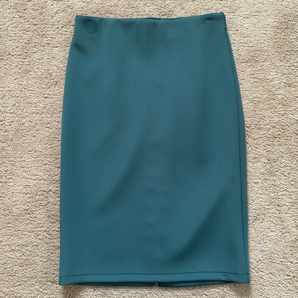 Catherine Malandrino – Exposed Zipper Slim Skirt in Teal size 4